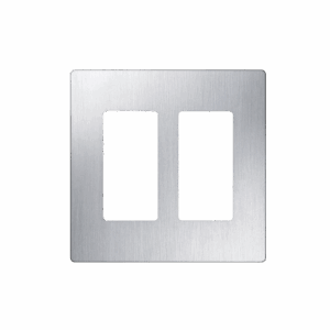 Placa de pared 2 espacios, diseño tipo metálico, para atenuador (dimmer), apagador ó control remoto inalámbrico LUTRON.