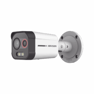 Bala IP Dual / Térmica 1.35 mm (96 x 72) / Óptico 4 mm (4 Megapixel) / Detección de Intrusión por VCA 30 mts /30 mts Luz Blanca / Exterior IP67 / PoE / Sirena y Luz Intermitente Integrada / Micro SD / ColorVu y ACUSENSE