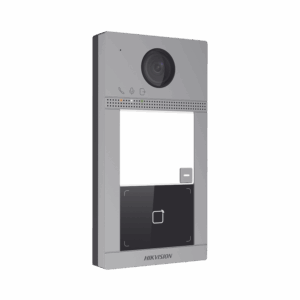 Videoportero IP 2 Megapixel / Llamada y Apertura Remota desde App Hik-Connect / PoE / Exterior IP65 + Antivandalico IK08 / 1 Departamento / Apertura con Tarjeta / Soporta 2 Puertas y hasta 6 Monitores