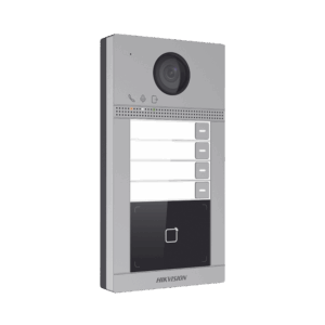 Videoportero IP 2 Megapixel / Llamada y Apertura Remota desde App Hik-Connect (Requiere monitor )/ PoE / Exterior IP65 + Antivandalico IK08 / 4 Departamento / Apertura con Tarjeta / Soporta 2 Puertas y hasta 6 Monitores