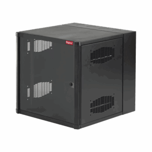 Gabinete AccessPlus de Montaje en Pared de 19in, Rieles Numerados y Roscados #10-32, Puerta con Ventana de Seguridad, 600 mm de Ancho, 637 mm de Profundidad, 12 UR, Color Negro