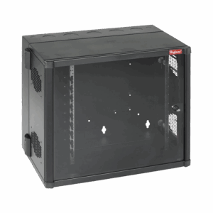 Gabinete AccessPlus de Montaje en Pared de 19in, Rieles Numerados y Roscados #10-32, Puerta con Ventana de Seguridad, 700 mm de Ancho, 637 mm de Profundidad, 12 UR, Color Negro