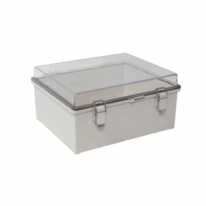 Gabinete Plástico ABS, Puerta Transparente, Uso en Intemperie IP66 (190 x 290 x 140 mm) cierre por Broche Inoxidable y Permite Cerrado con Candado y Llave (Perno 5mm) No Incluido