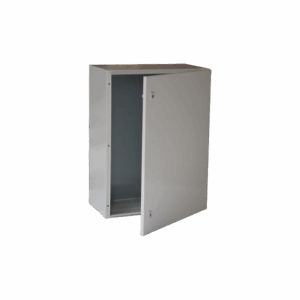 Gabinete de Acero IP66 Uso en Intemperie (600 x 800 x 300 mm) con Placa Trasera Interior Metálica y Compuerta Inferior Atornillable (Incluye Chapa y Llave T).