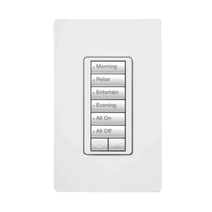(RadioRA2) Teclado seetouch 6 botones, 2 botones subir/bajar, programe escenas diferentes en cada botón.