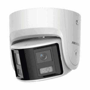 [FlexVu] [PROTECCIÓN ACTIVA] Turret IP 4 Megapixel / 2 Lentes de 2.8 mm (Imagen Panorámica 180°) / 30 mts IR / Exterior IP67 / Luz Intermitente y Alerta de Audio / Audio Bidireccional / ACUSENSE / WDR 120 dB / Micro SD