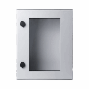 Gabinete de Poliéster IP65 Puerta Transparente, Uso en Intemperie (400 x 500 x 200 mm) con Placa Trasera Interior de Plástico (Incluye Chapa y Llave).