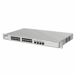 Switch Administrable PoE Capa 2+ Plus, con 24 puertos Gigabit PoE 802.3af/at + 4 SFP+ para fibra 10Gb, gestión gratuita desde la nube, 370w