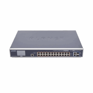 Switch Administrable L3, 24 puertos Gigabit PoE 802.3bt, 2 puertos 10G SFP+, Pantalla Tactil, Fuente Redundante, (600W)
